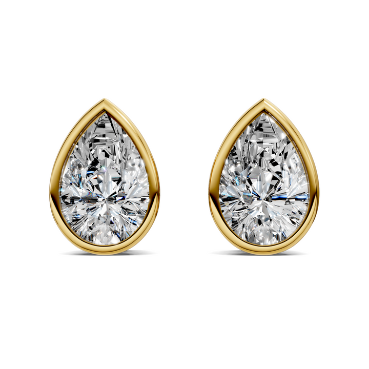 Pear Cut Lab Diamond Bezel Stud Earrings