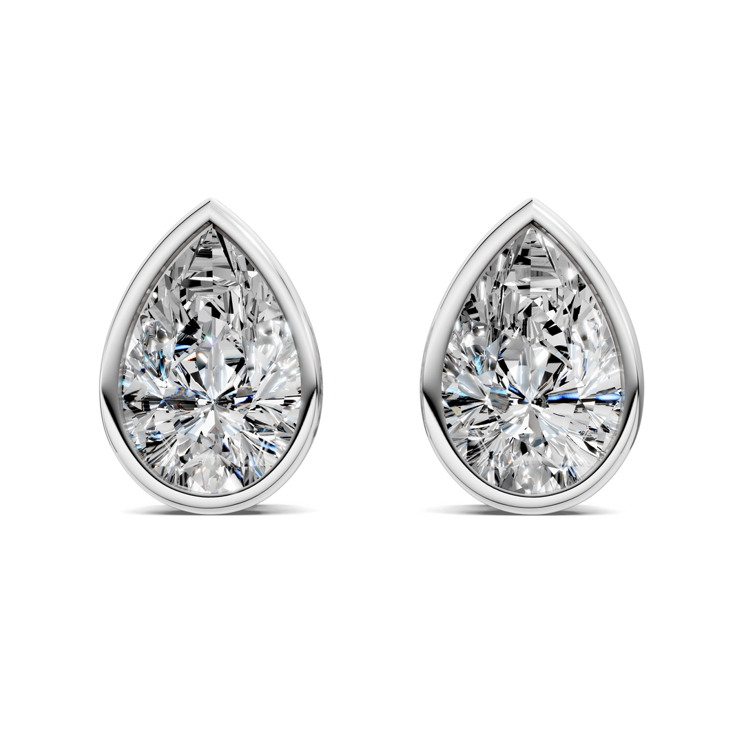 Pear Cut Lab Diamond Bezel Stud Earrings