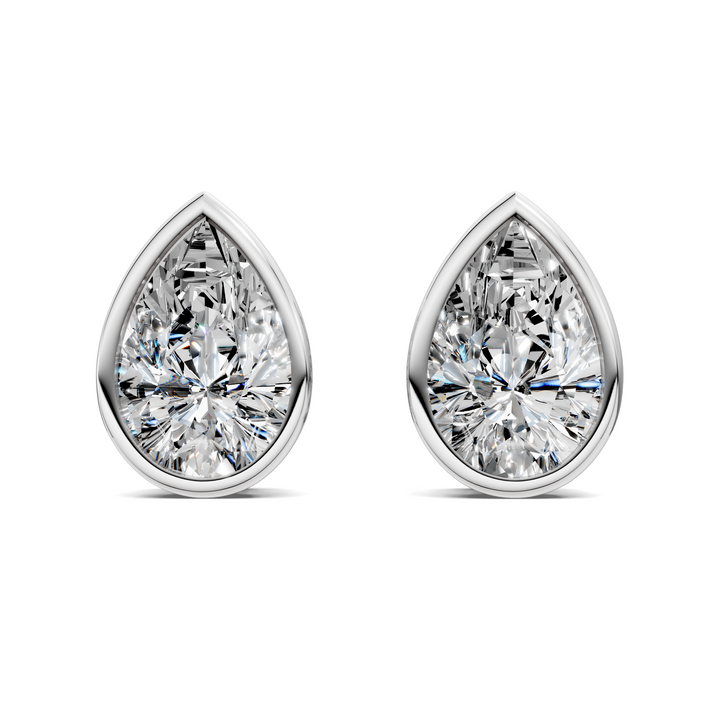 Pear Cut Lab Diamond Bezel Stud Earrings