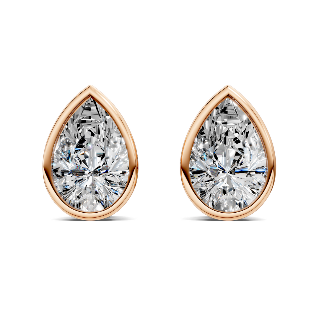 Pear Cut Lab Diamond Bezel Stud Earrings