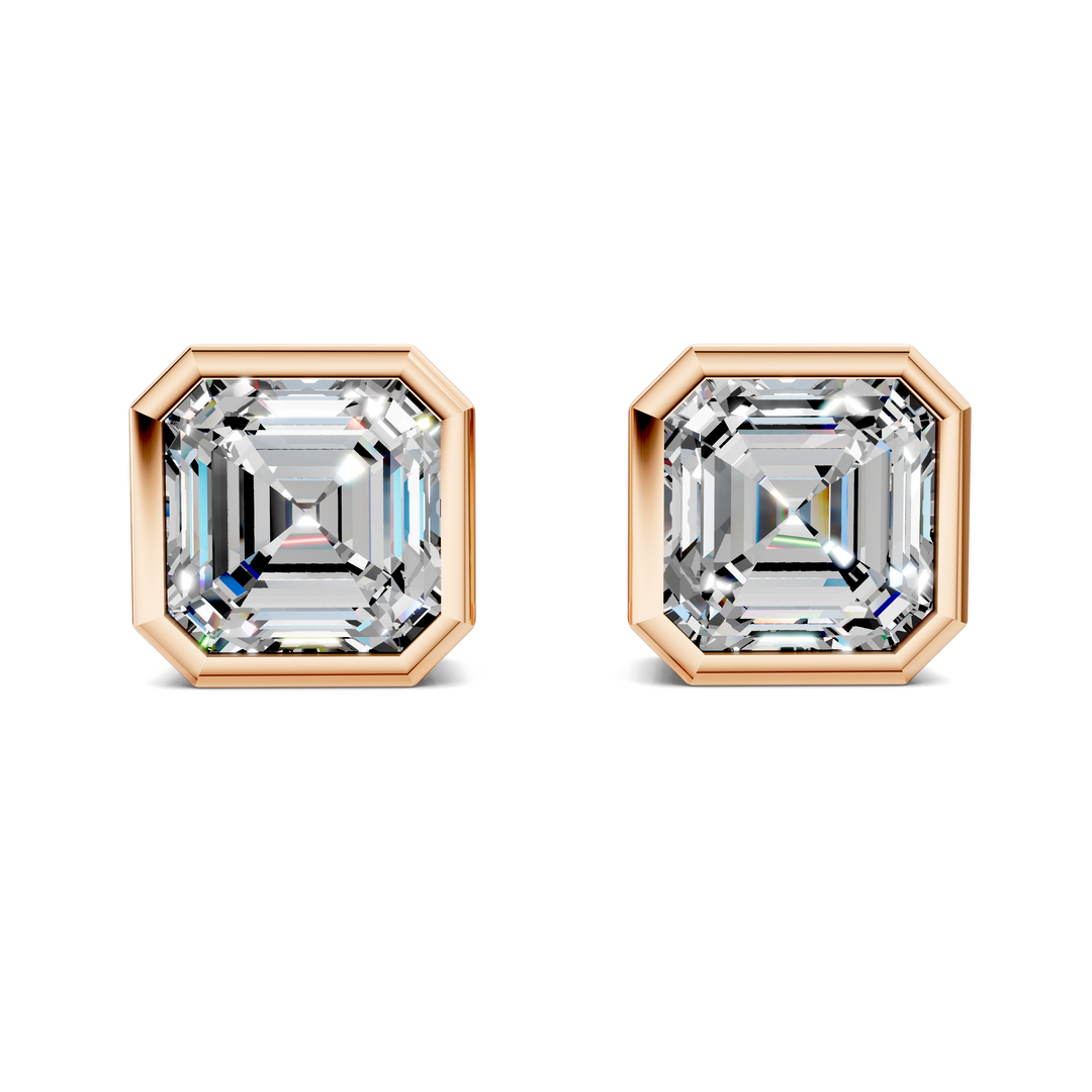 Asscher Cut Lab Diamond Bezel Stud Earrings