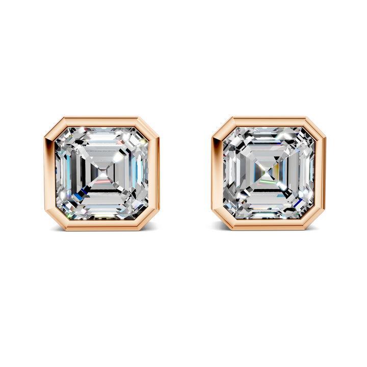 Asscher Cut Lab Diamond Bezel Stud Earrings
