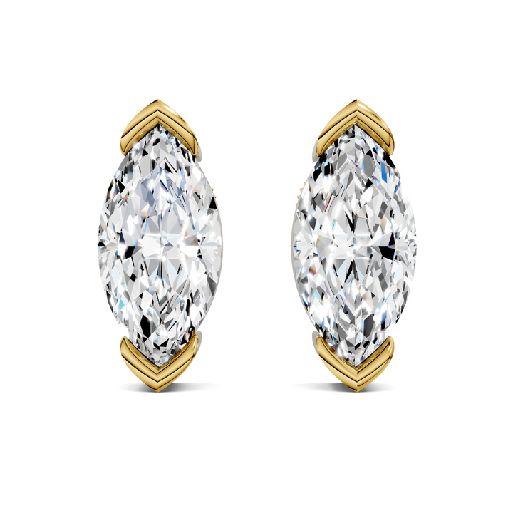 Marquise Cut Half Bezel Stud Earrings