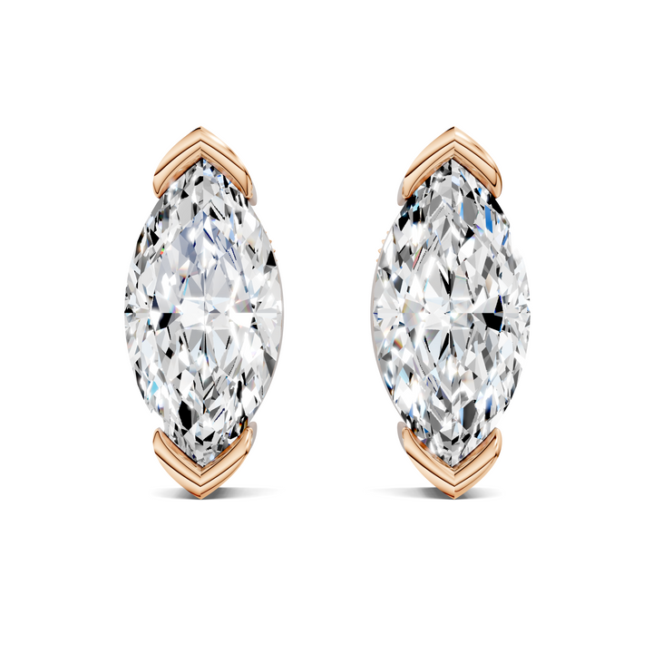 Marquise Cut Half Bezel Stud Earrings