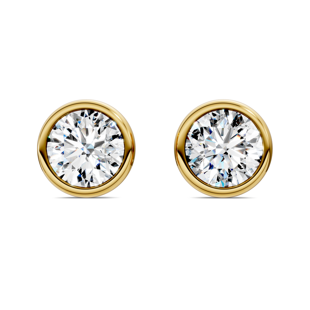 Round Cut Lab Diamond Bezel Martini Stud Earrings