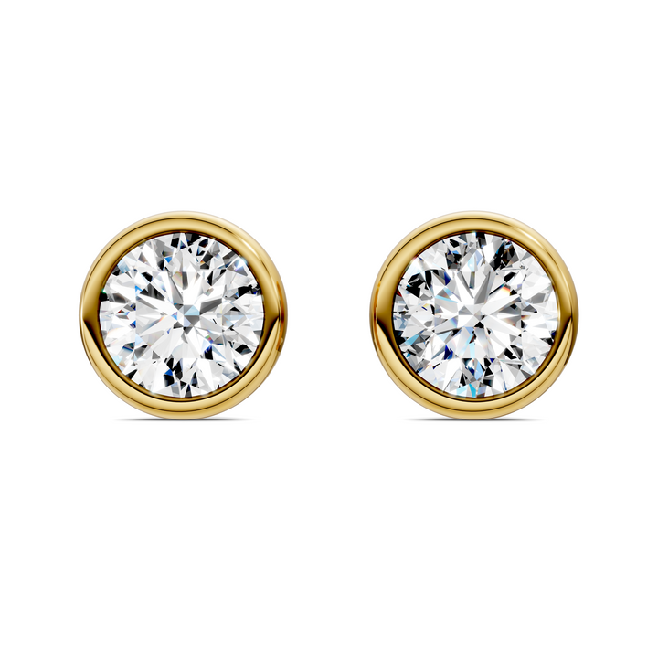 Round Cut Lab Diamond Bezel Martini Stud Earrings