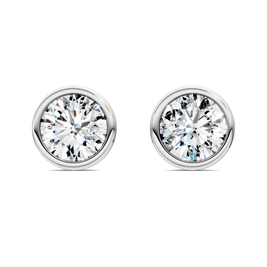 Round Cut Lab Diamond Bezel Martini Stud Earrings