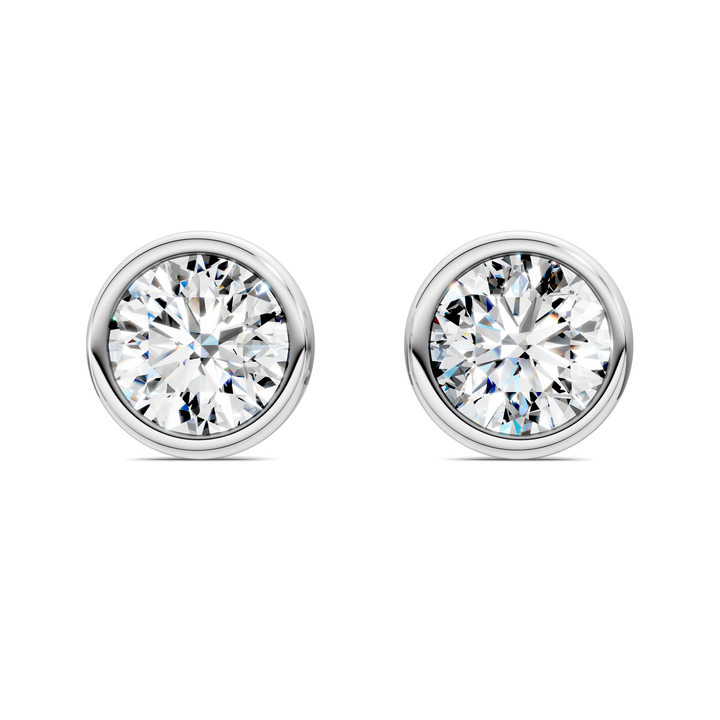 Round Cut Lab Diamond Bezel Martini Stud Earrings