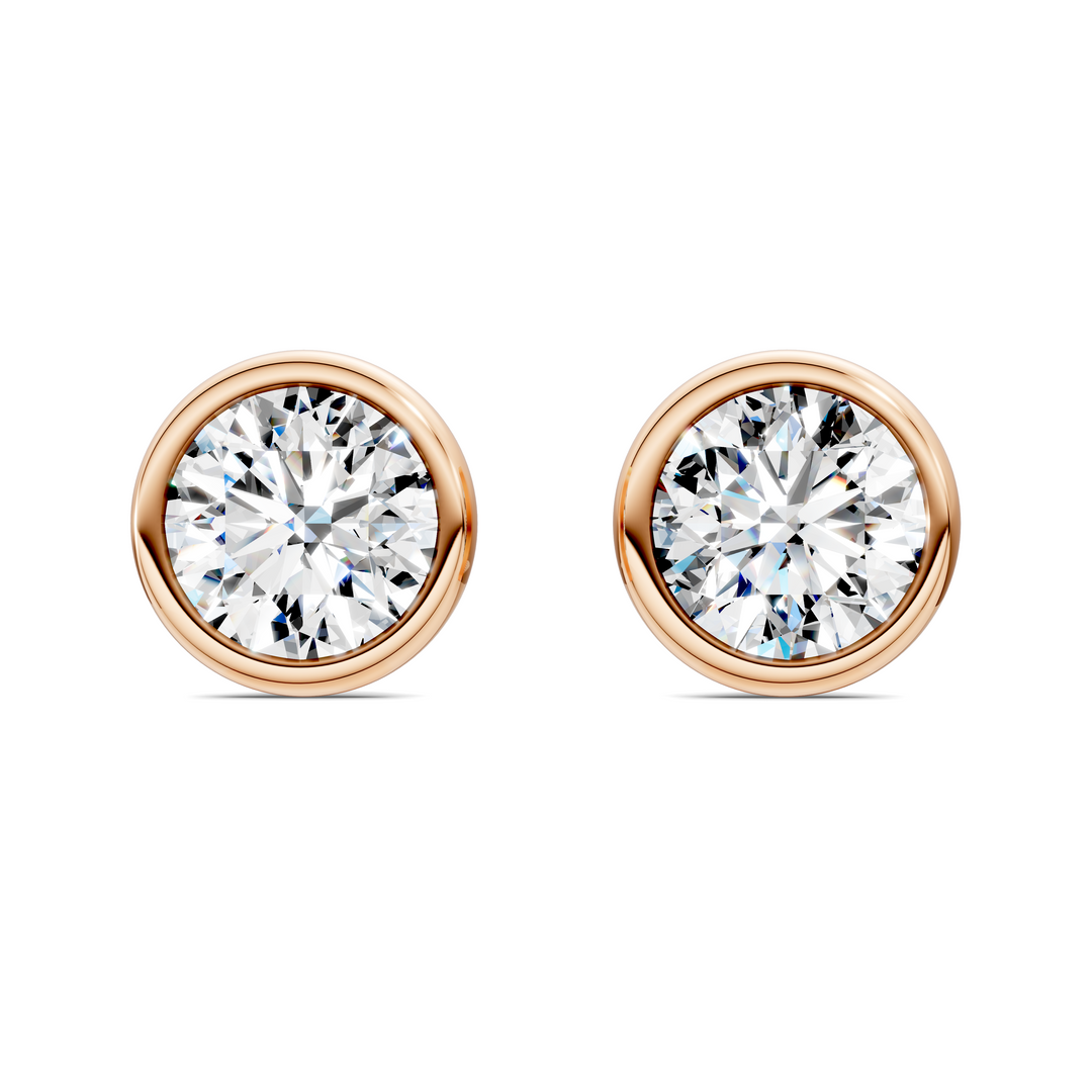 Round Cut Lab Diamond Bezel Martini Stud Earrings