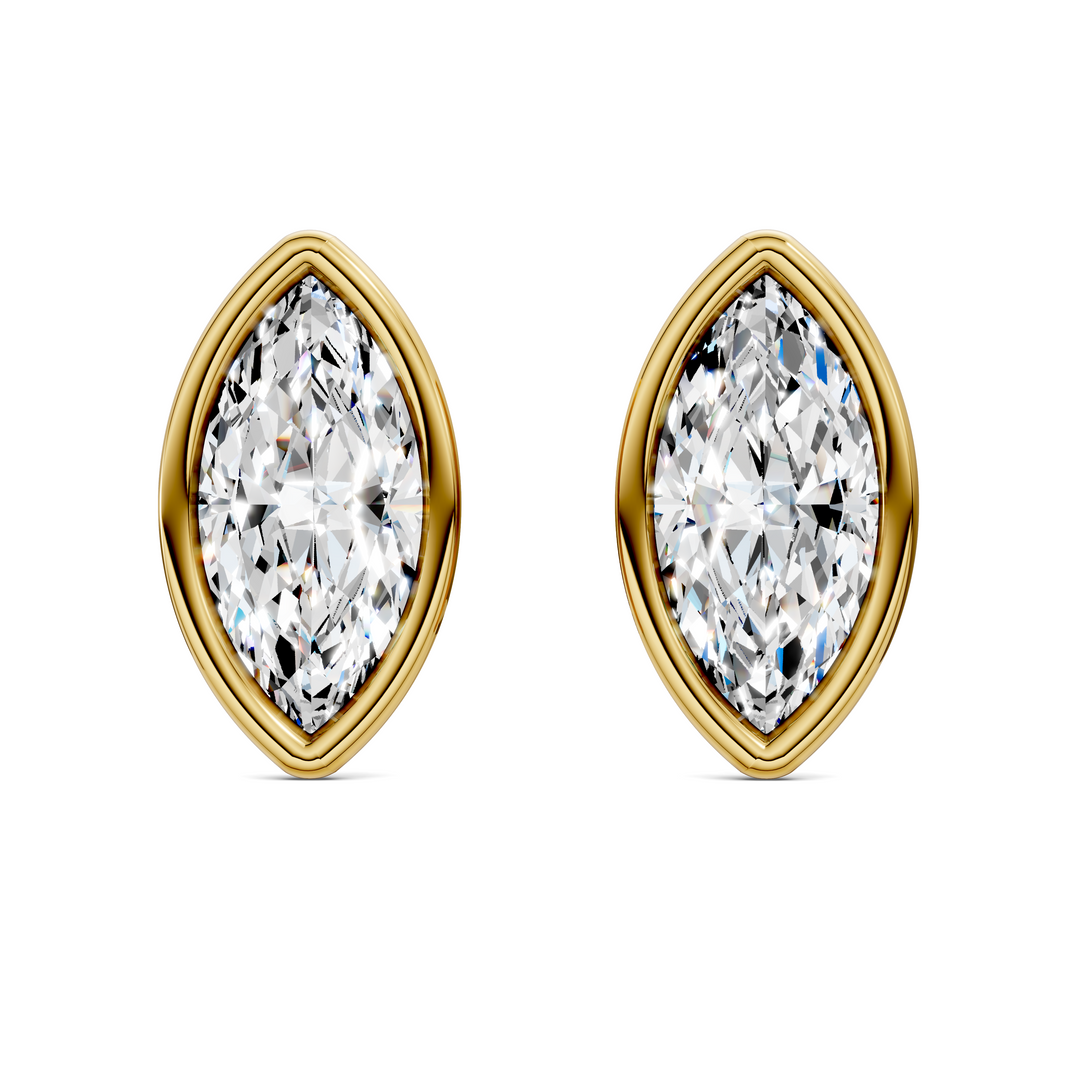 Marquise Cut Lab Diamond Bezel Martini Stud Earrings