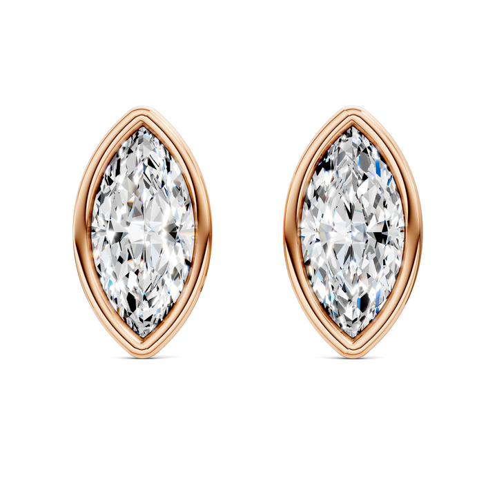 Marquise Cut Lab Diamond Bezel Martini Stud Earrings