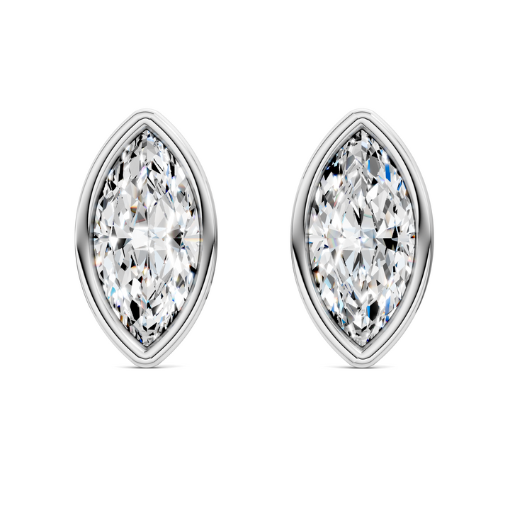 Marquise Cut Lab Diamond Bezel Martini Stud Earrings