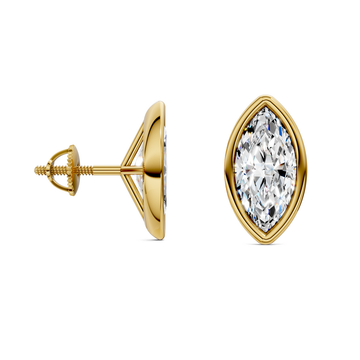 Marquise Cut Lab Diamond Bezel Martini Stud Earrings