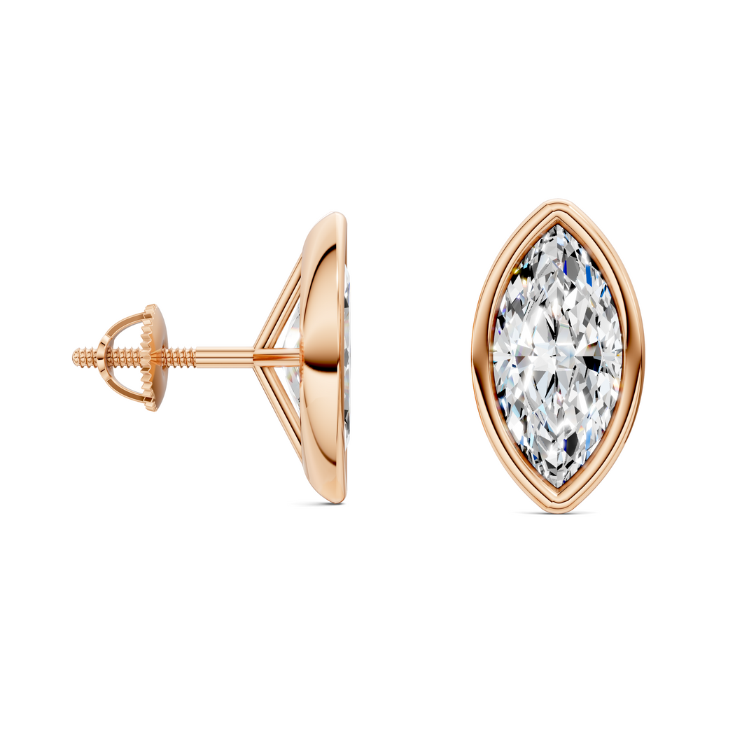 Marquise Cut Lab Diamond Bezel Martini Stud Earrings