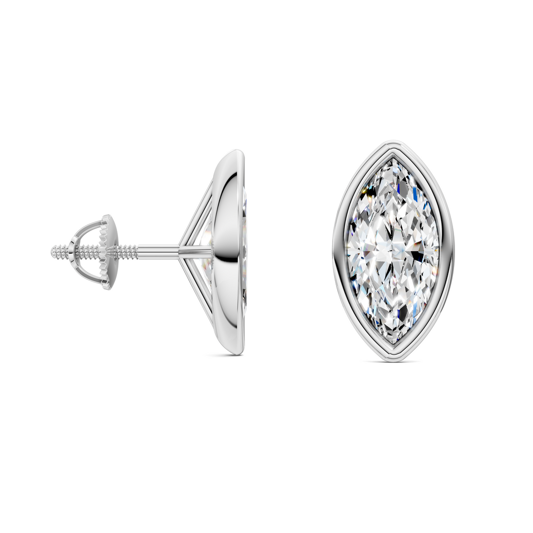 Marquise Cut Lab Diamond Bezel Martini Stud Earrings