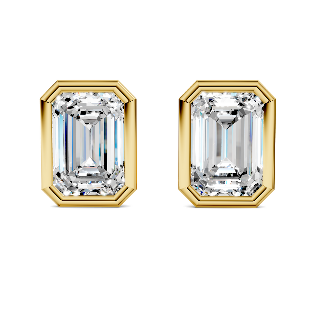 Emerald Cut Lab Diamond Bezel Martini Stud Earrings