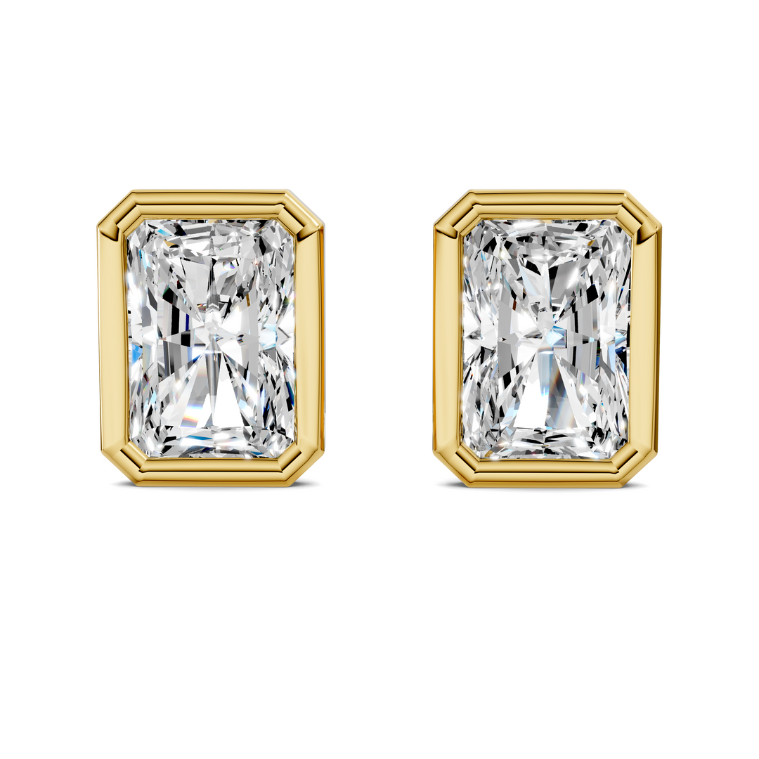 Radiant Cut Lab Diamond Bezel Martini Stud Earrings