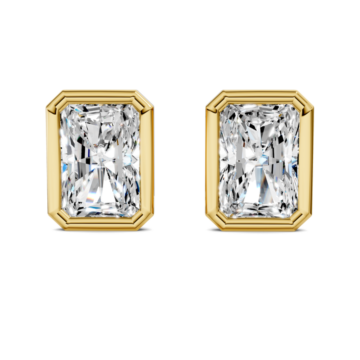 Radiant Cut Lab Diamond Bezel Martini Stud Earrings