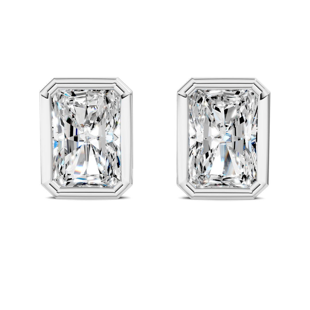 Radiant Cut Lab Diamond Bezel Martini Stud Earrings