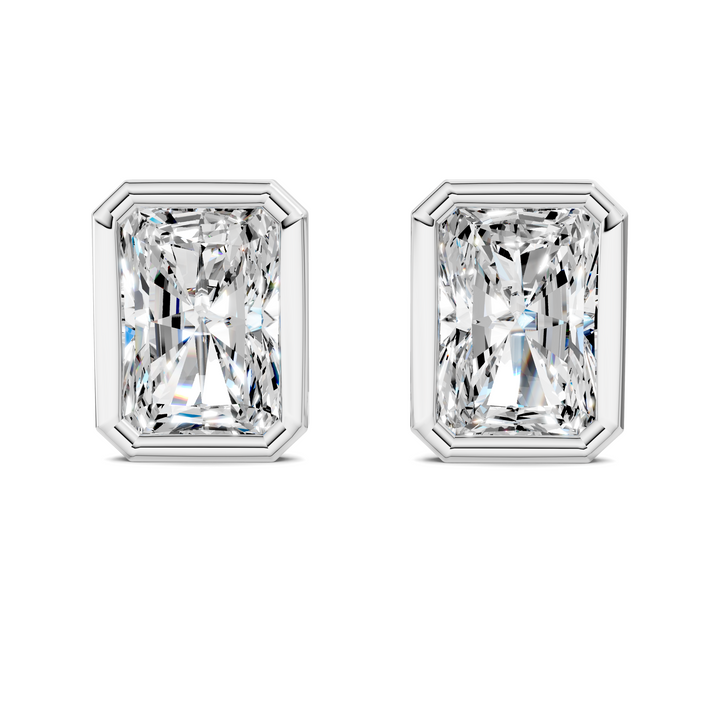 Radiant Cut Lab Diamond Bezel Martini Stud Earrings