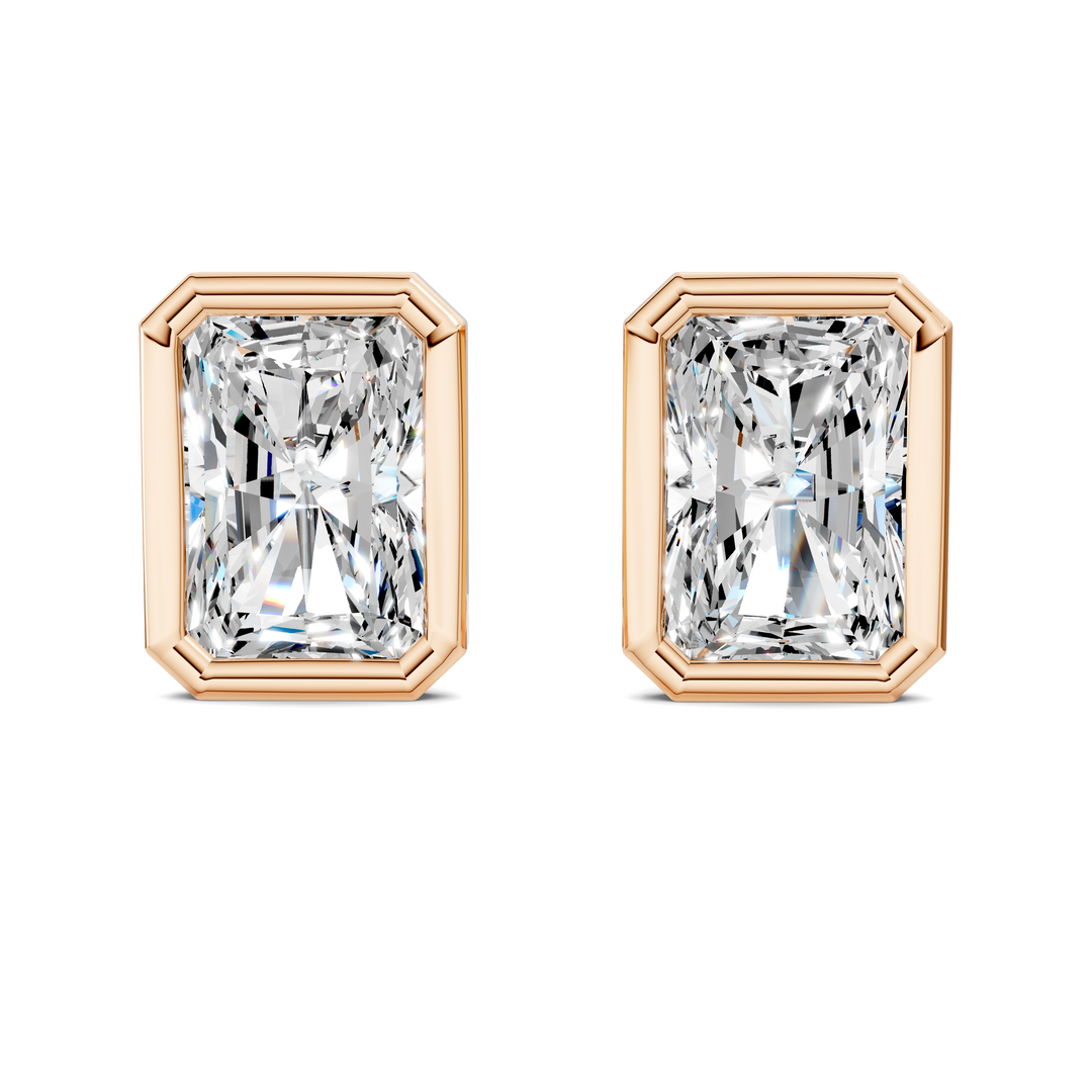 Radiant Cut Lab Diamond Bezel Martini Stud Earrings