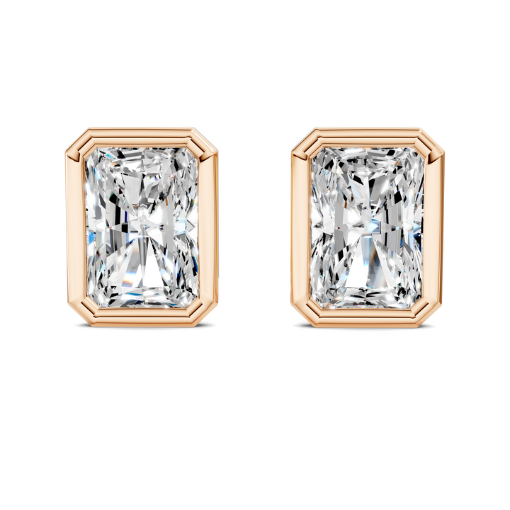 Radiant Cut Lab Diamond Bezel Martini Stud Earrings