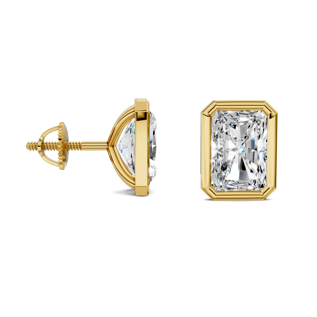 Radiant Cut Lab Diamond Bezel Martini Stud Earrings