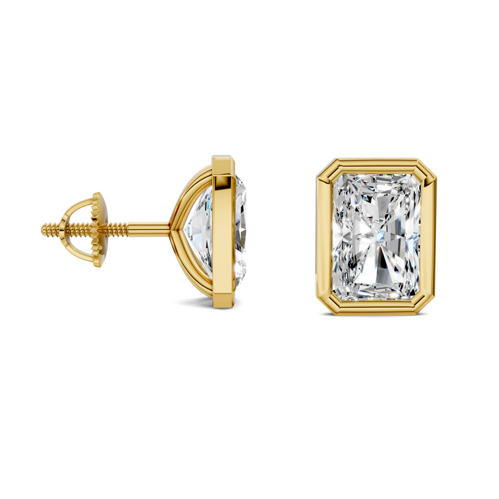 Radiant Cut Lab Diamond Bezel Martini Stud Earrings