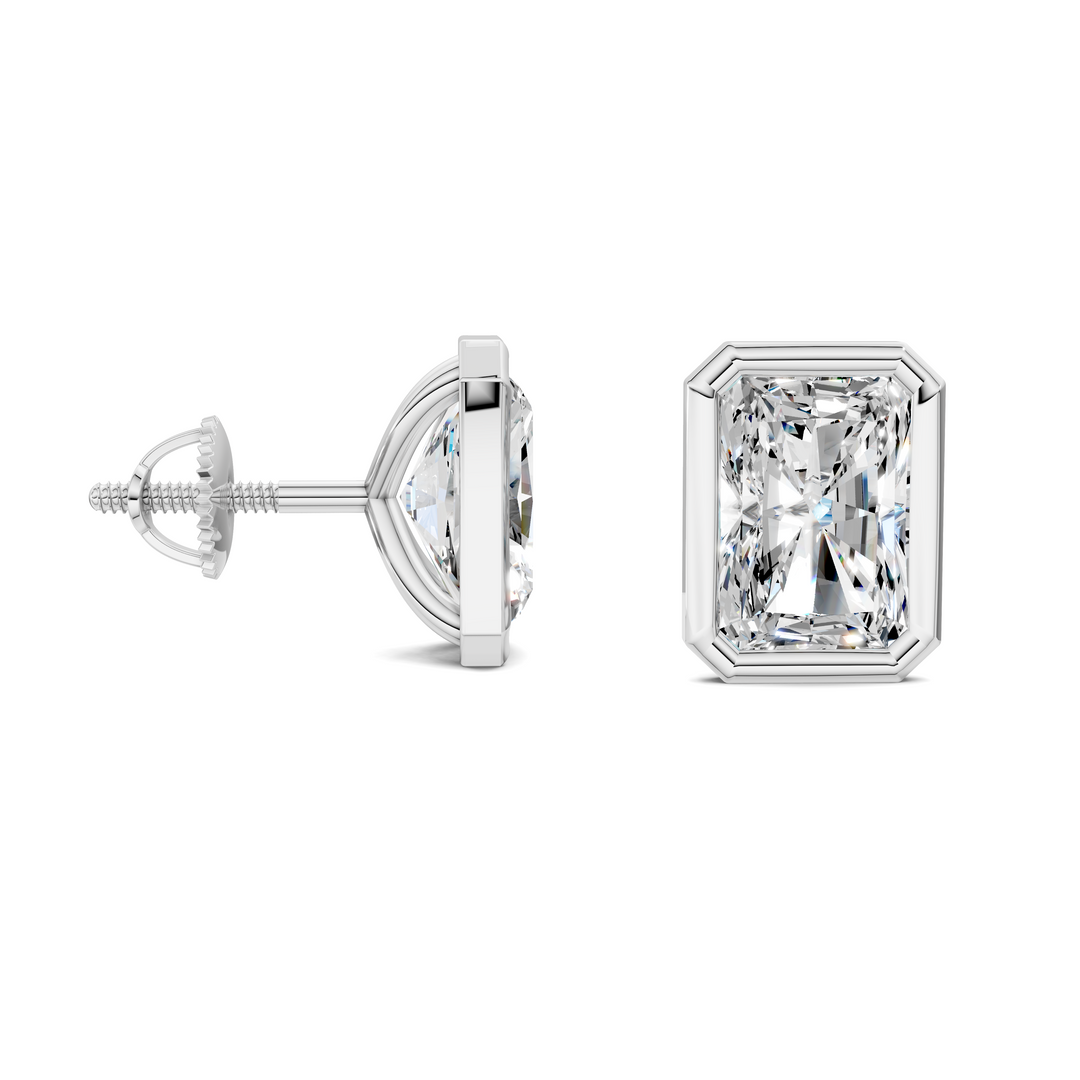 Radiant Cut Lab Diamond Bezel Martini Stud Earrings