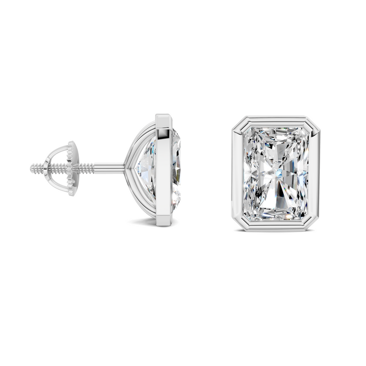 Radiant Cut Lab Diamond Bezel Martini Stud Earrings