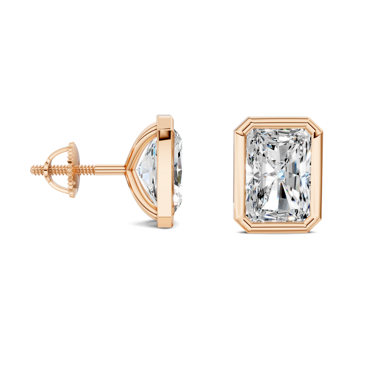 Radiant Cut Lab Diamond Bezel Martini Stud Earrings