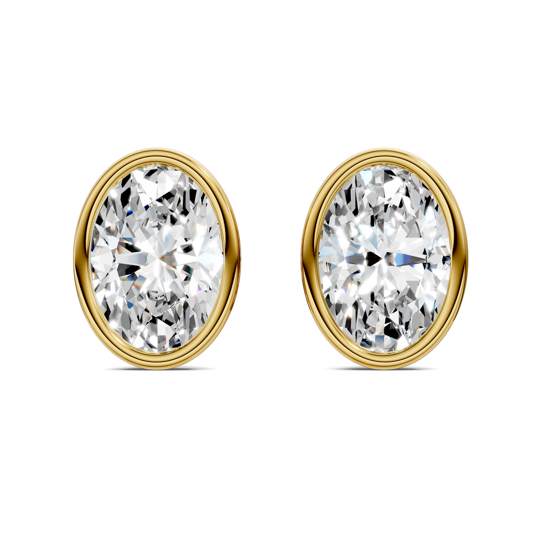Oval Cut Lab Diamond Bezel Martini Stud Earrings