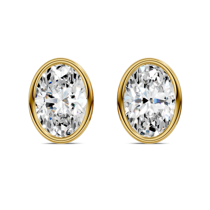 Oval Cut Lab Diamond Bezel Martini Stud Earrings