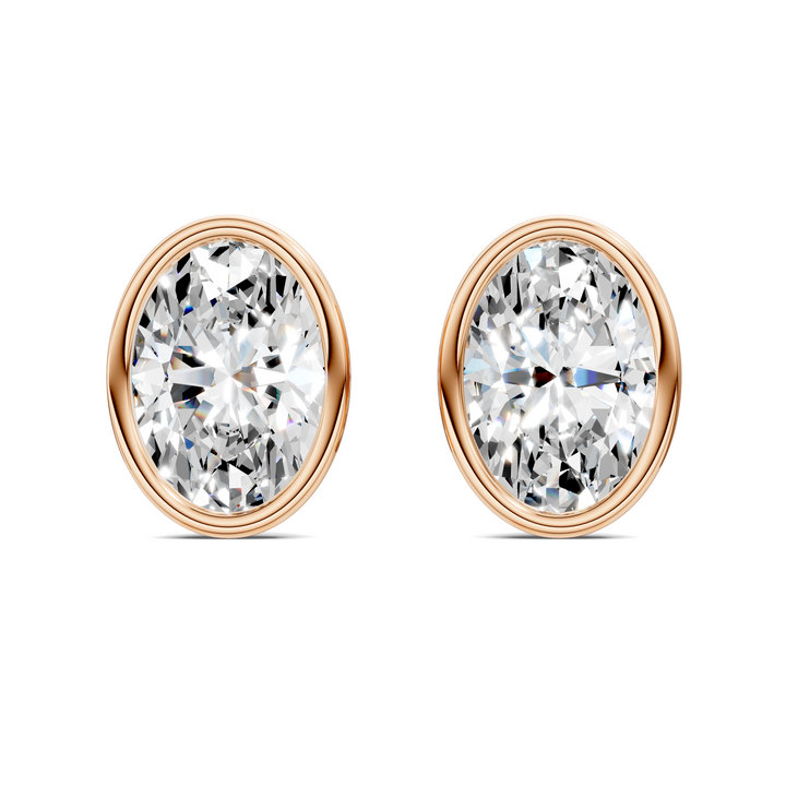 Oval Cut Lab Diamond Bezel Martini Stud Earrings