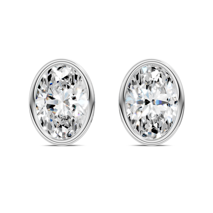 Oval Cut Lab Diamond Bezel Martini Stud Earrings