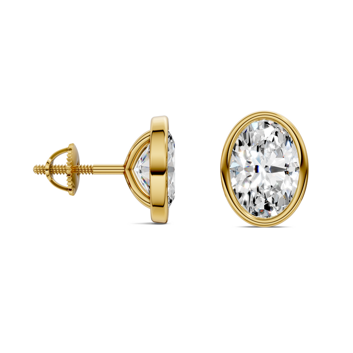 Oval Cut Lab Diamond Bezel Martini Stud Earrings