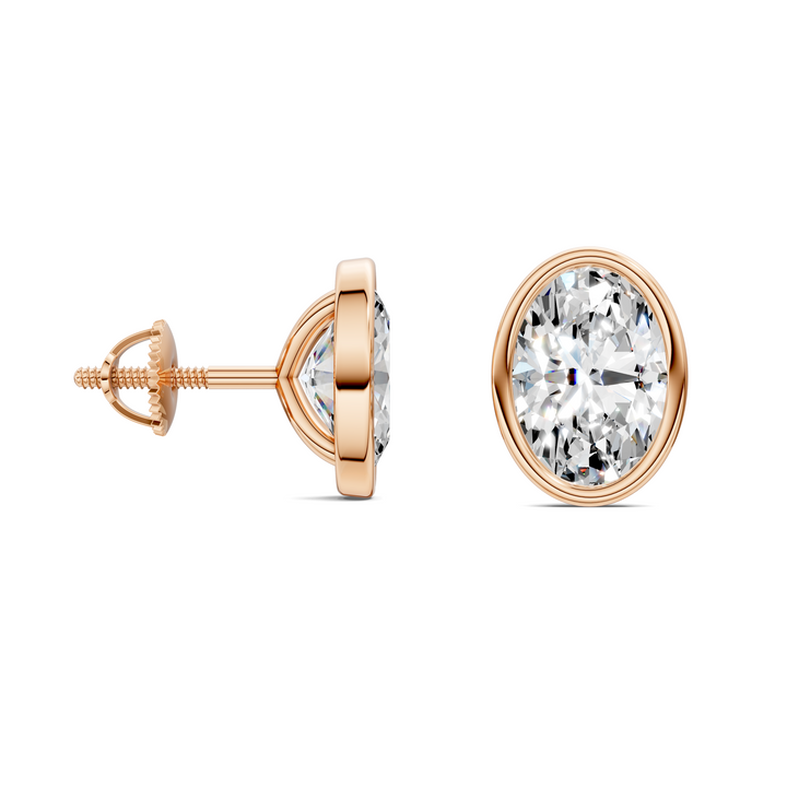 Oval Cut Lab Diamond Bezel Martini Stud Earrings