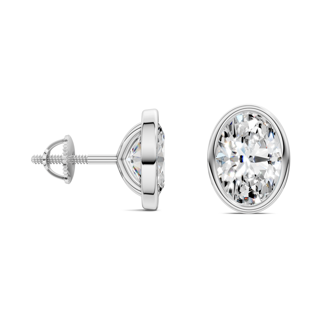 Oval Cut Lab Diamond Bezel Martini Stud Earrings