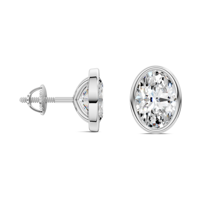 Oval Cut Lab Diamond Bezel Martini Stud Earrings