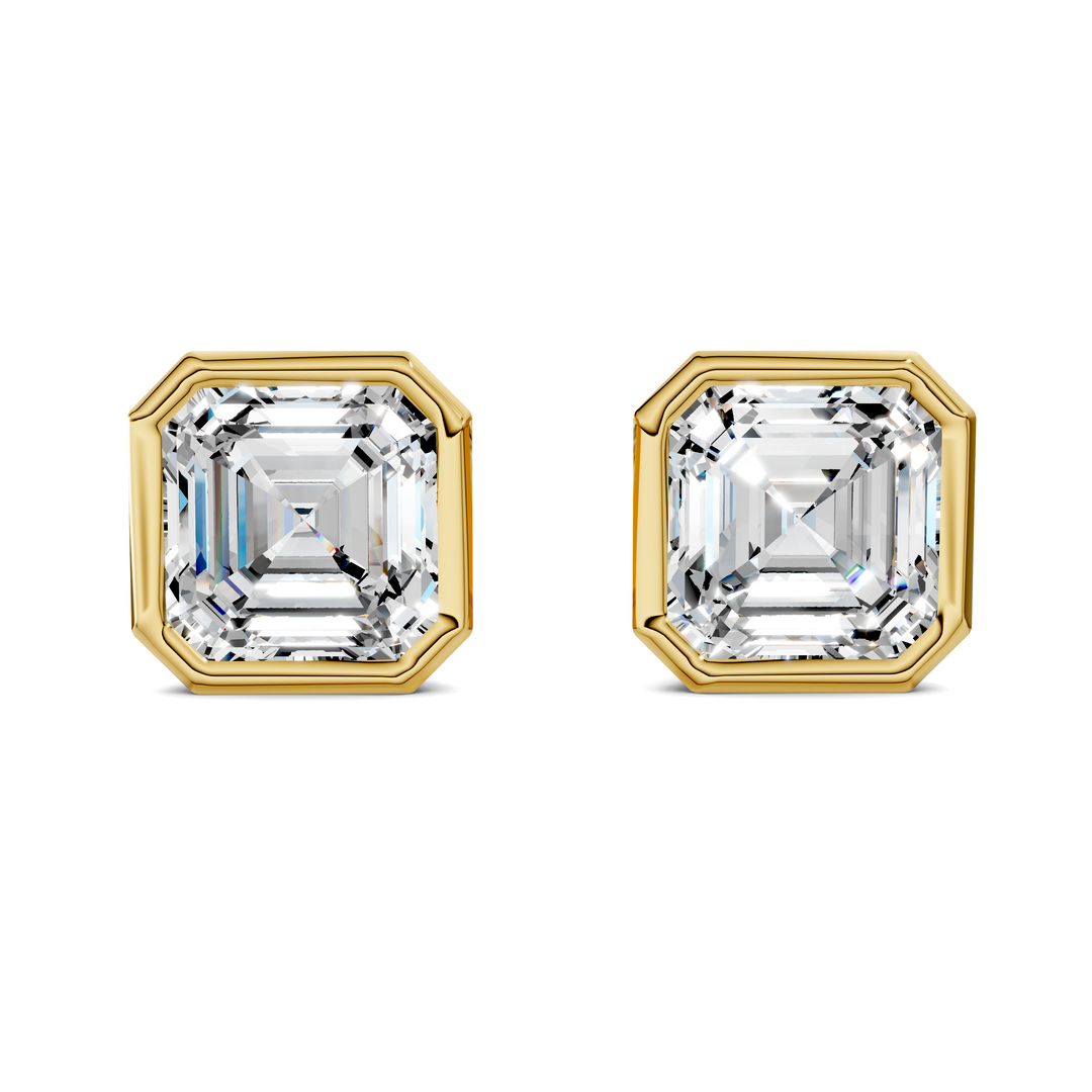 Asscher Cut Lab Diamond Bezel Martini Stud Earrings