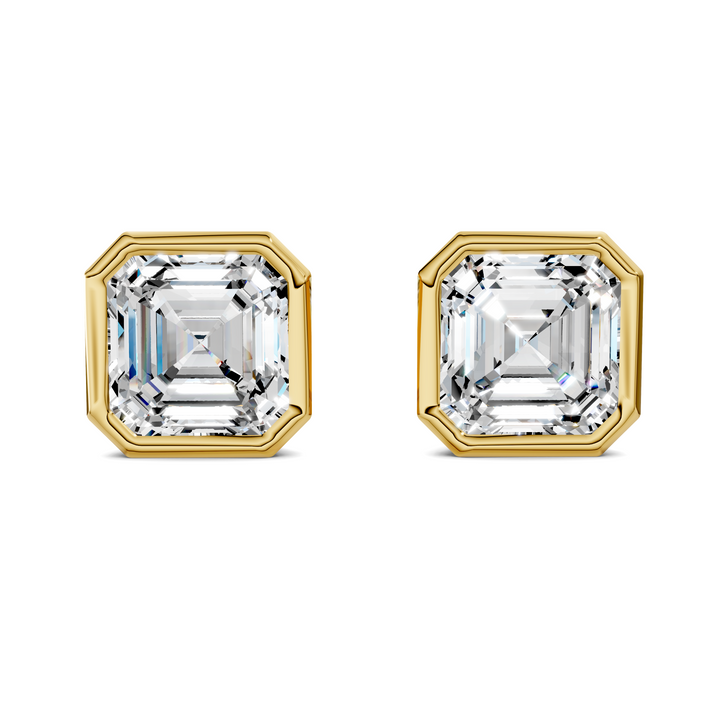 Asscher Cut Lab Diamond Bezel Martini Stud Earrings