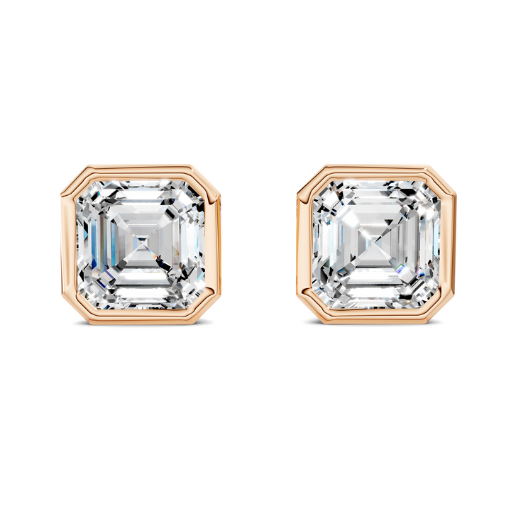 Asscher Cut Lab Diamond Bezel Martini Stud Earrings