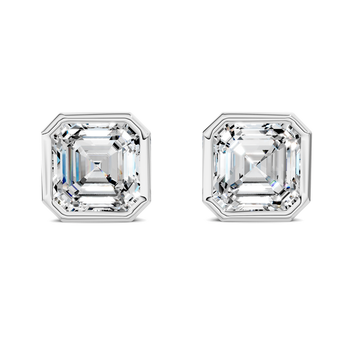 Asscher Cut Lab Diamond Bezel Martini Stud Earrings