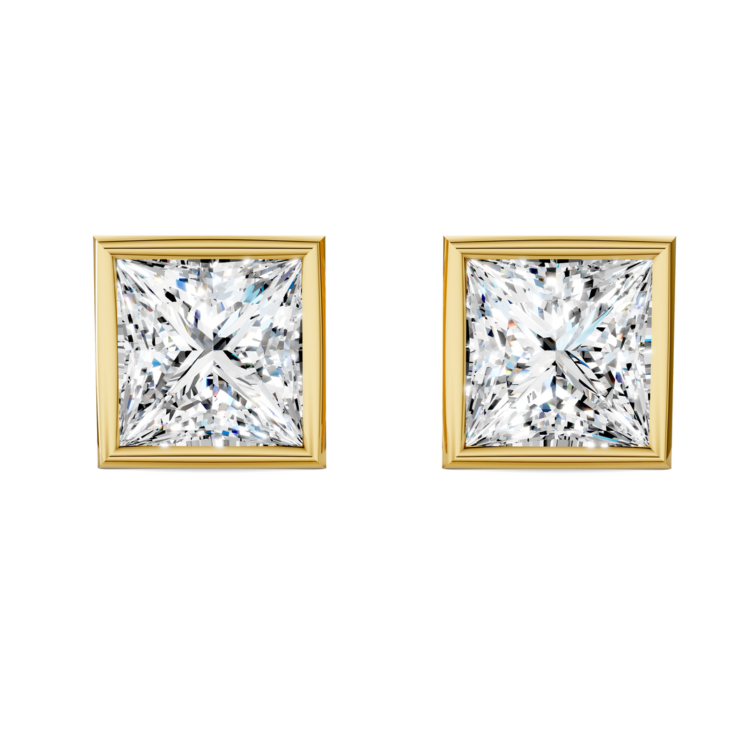 Princess Cut Lab Diamond Bezel Martini Stud Earrings