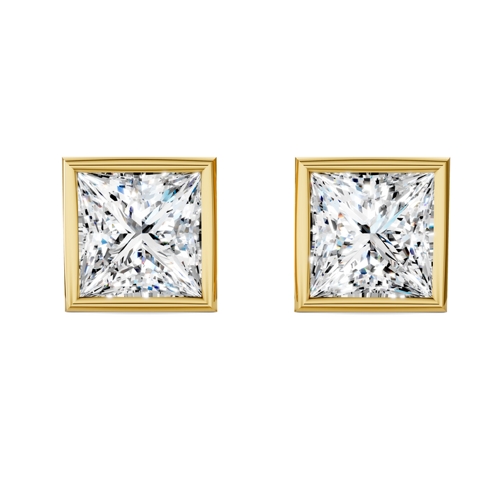 Princess Cut Lab Diamond Bezel Martini Stud Earrings