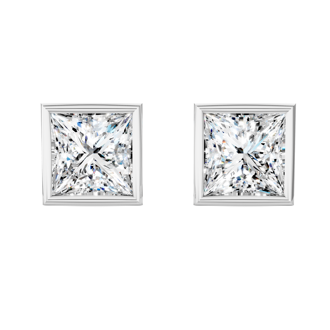 Princess Cut Lab Diamond Bezel Martini Stud Earrings