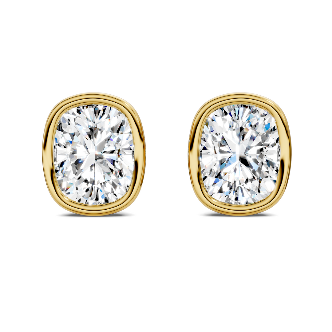 Cushion Cut Lab Diamond Bezel Martini Stud Earrings