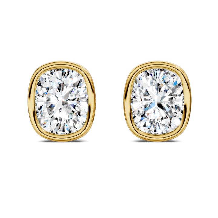 Cushion Cut Lab Diamond Bezel Martini Stud Earrings
