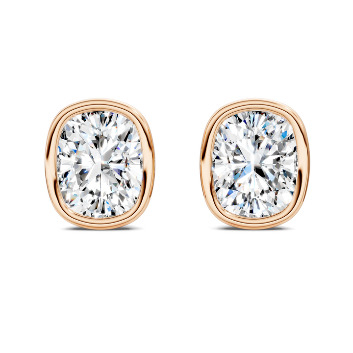 Cushion Cut Lab Diamond Bezel Martini Stud Earrings