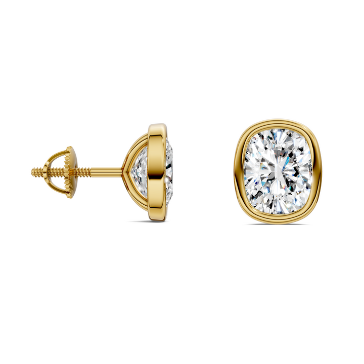 Cushion Cut Lab Diamond Bezel Martini Stud Earrings
